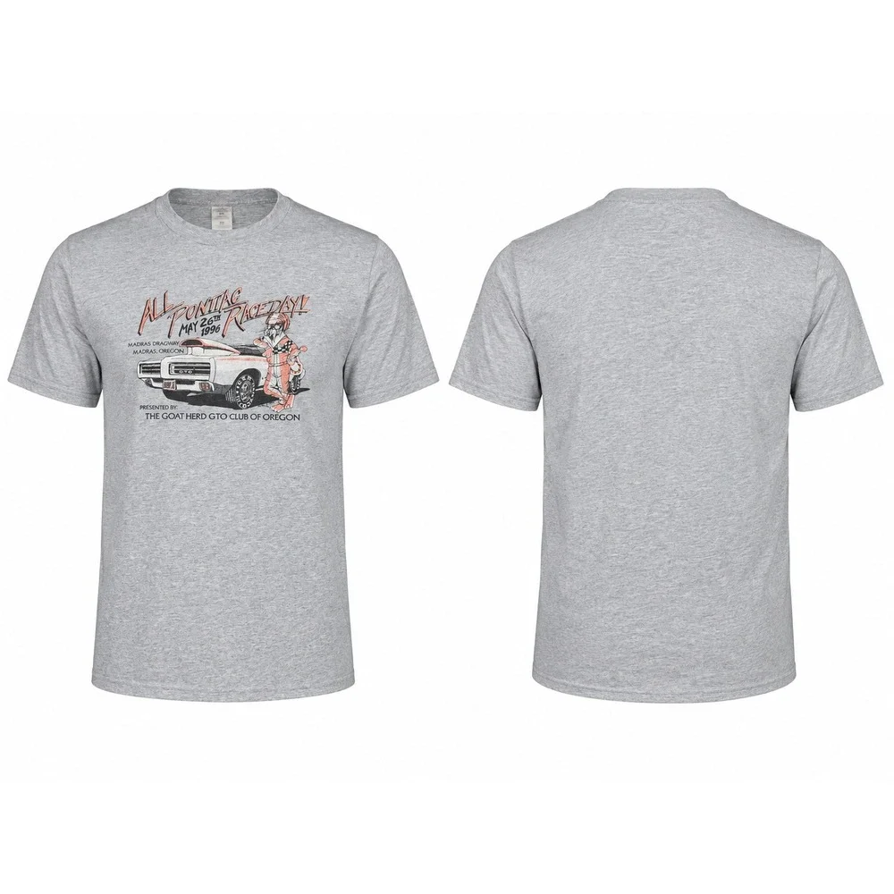 Vintage 1996 All Pontiac Race Day GTO T-Shirt Madras Dragway Oregon XL Gray 90s